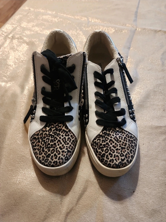 Steve Madden Shoes - Steve Madden White Sneakers with Leopard Toe and Black Laces